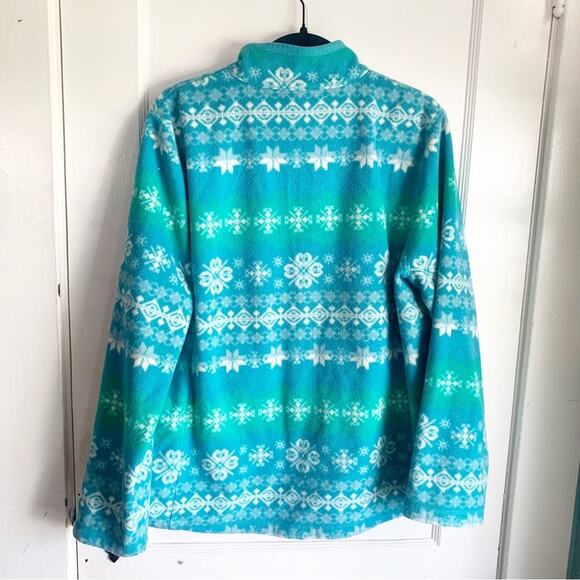 T by Talbots Colorful Snowflake Zip Front Long Sleeve Fleece Jacket Size XL - Picture 9 of 10